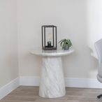 Carrera White Marble Round Side Table