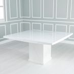 Turin 8 Seater White Marble Square Dining Table - 140cm
