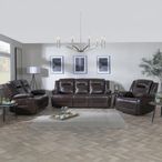 Athena Dark Brown Leather Recliner Sofa Set