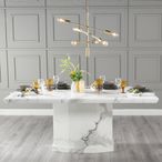Naples 6 Seater White Marble Dining Table - Sizes Available