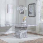 Turin 8 Seater Grey Marble Square Dining Table - 140cm