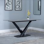 Maldon 6 Seater Grey Ceramic Dining Table with Black V Base - 160cm