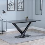 Maldon 6 Seater Black Ceramic Dining Table with V Base - 160cm