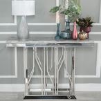 Vortex Grey Marble and Chrome Console Table