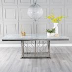 Vortex 8 Seater Grey Marble and Chrome Dining Table - 220cm