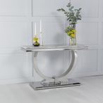 Glacier Grey Marble and Chrome Console Table