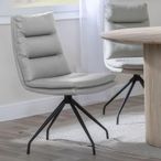Diego Beige Leather Swivel Dining Chair with Black Legs