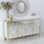 Casablanca Mirrored Gold Trim 4 Door Large Sideboard - 170cm