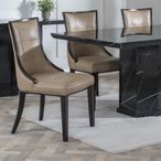 Paris Taupe Leather Dining Chair with Brown Legs