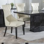Mimi Cream Leather Large High Back Dining Chair with Black Legs