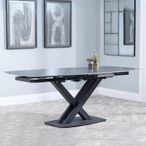Arctic 6-8 Seater Black Ceramic Swivel Top Extending Dining Table with Cross Base - 140cm-200cm