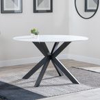 Novara 4 Seater White Ceramic Round Dining Table with Black Star Base - 130cm