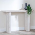 Bern Fluted White Washed Oak Effect Pedestal Console Table