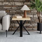 Ezra Oak Square End Table with Black Spider Legs