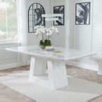 Milan 6 Seater White Marble Dining Table - Sizes Available