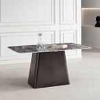 Telma 6 Seater White and Black Marble Dining Table - Sizes Available