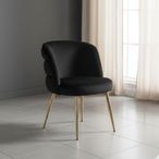 Sloane Black Velvet Fabric Dining Chair with Gold Legs