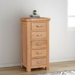 Clarion Chest - 5 Drawer - Tall - Oak