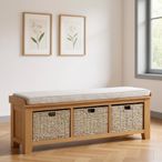 Janelle Hall Bench - with Baskets - Rustic Oak