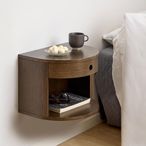 Paron Bedside Table - 1 Drawer - Smoked Oak - Wall Mounted - Floating