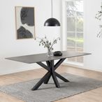 Heaven Round Dining Table - 8 Seater - 200cm - Black Ceramic - with Star Legs