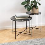 Avila Side Table - Large - Round - Black Marble Effect