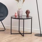 Cross Side Table - Round - Smoked Glass and Black