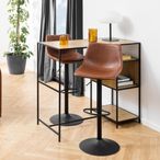 Oregon Barstool - Set of 2 - Tan Faux Leather - Gas Lift - with Back