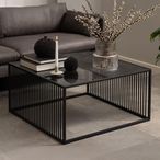 Strington Coffee Table - Square - Black Marble and Glass