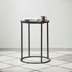 Seaford Side Table - Round - Black Melamine and Metal