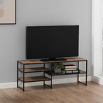 Seaford TV Unit - 120cm - Oak and Black Metal