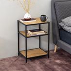 Seaford Bedside Table - 1 Drawer - Black Melamine and Metal