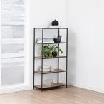 Seaford Shelving Unit - Low Open - Oak and Black Metal