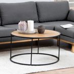Seaford Coffee Table - Round - Oak and Black Metal