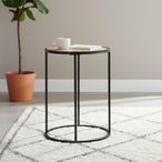 Seaford Side Table - Round - Oak and Black Metal