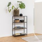 Seaford Shelving Unit - Short Open - Oak and Black Metal