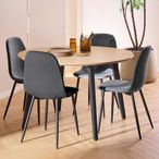 Cadiz Dining Set - Round - 4 Seater - 120cm - Oak - with Nesia Dark Grey Fabric Dining Chair 