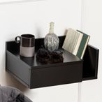Ashlan Bedside Table - 1 Drawer - Wall Mounted - Floating - Black Painted - with Shelf