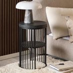 Strington Bedside Table - Round - Black Marble Effect