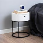 Polo Bedside Table - 1 Drawer - Round - White Painted