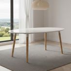 Belina Extending Oval Dining Table - 6-10 Seater - 170cm-270cm - White and Wood