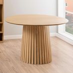 Christo Dining Table - 4 Seater - Round - Slatted Pedestal - 120cm - Oak