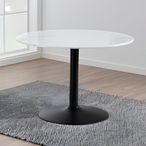 Tarifa Round Dining Table - 4 Seater - 110cm - White Marble and Black
