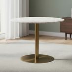 Corby Round Dining Table - 4 Seater - 105cm - White Marble Effect and Gold