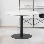 Corby Round Dining Table - 4 Seater - 105cm - White Marble Effect and Black