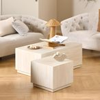 Dice Coffee Table - Travertine Effect - Set of 2