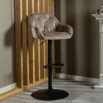 Brooke Barstool - Set of 2 - Beige Velvet Fabric - with Back
