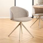 Ella Swivel Dining Chair - Set of 2 - Beige Boucle Fabric