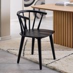 Ida Dining Chair - Set of 2 - Black - Spindle Curved Back
