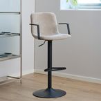 Pablo Barstool - Set of 2 - Beige Chenille Fabric - with Back